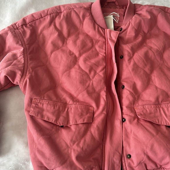 NWT UNIVERSAL THREAD CORAL THICK BOMBER JACK W ZIPPER &BUTTONS SZ:M - Picture 2 of 3